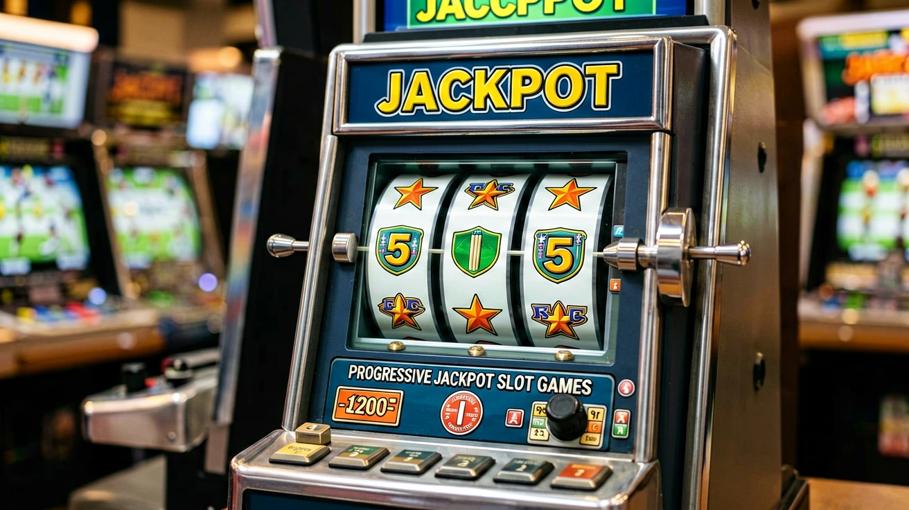 Jackpot pool progress bar အနီးကပ် ရှုထောင့်ဖြင့် coin symbol များ locked ဖြစ်နေသည့် reel screen