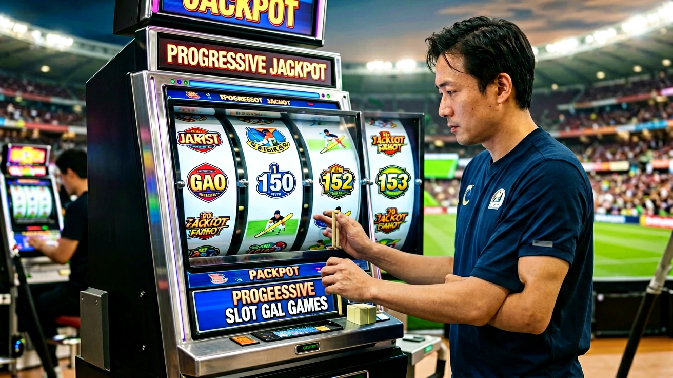 Jackpot seed value ဆိုင်းဘုတ်နှစ်ခုကို လက်ခလယ်ချက်ဖြင့် နှိုင်းယှဉ်ပြသထားသည့် ရှုခင်း