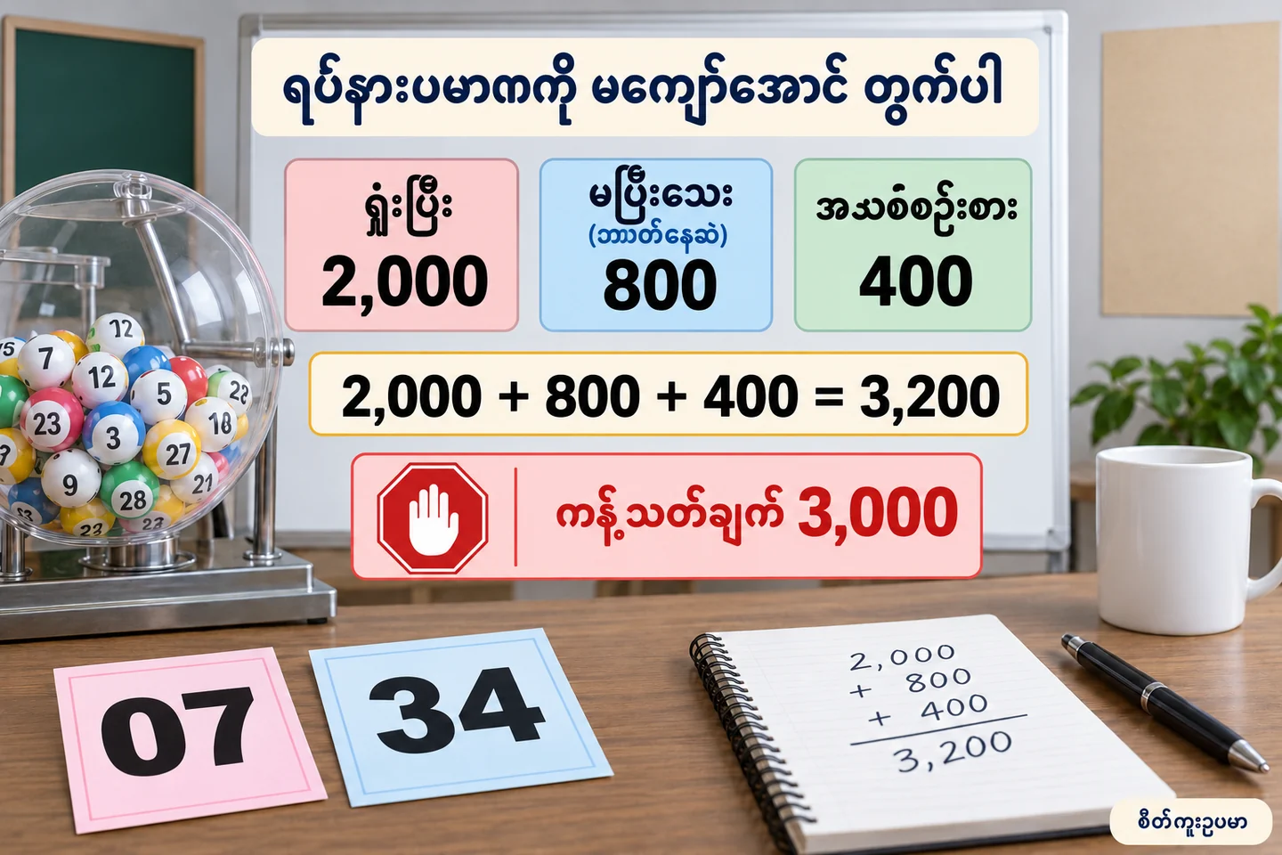 မပြီးသေးသော stake ပါဝင်သည့် ရပ်နားပမာဏ စစ်နည်း ကို ရှင်းပြသော စိတ်ကူးဥပမာပုံ။